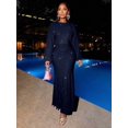 thumbnail image 1 of Navy Blue Sparkly Mermaid Hem Bodycon Maxi Dress For Evening Party Dating, 1 of 7