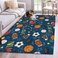 thumbnail image 1 of Navy Blue Sports Area Rugs 2.7'x5', Washable Small Throw Rugs for Kitchen Bedroom, Football Basketball Rugby Baseball Indoor Outdoor Rug Non-Slip Low Pile Carpet Runner Reversible Floor Mats, 1 of 8