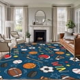 thumbnail image 1 of Navy Blue Sports Area Rugs 6'x9', Washable Small Throw Rugs for Kitchen Dining room, Football Basketball Rugby Baseball Indoor Outdoor Rug Non-Slip Low Pile Carpet Runner Reversible Floor Mats, 1 of 8