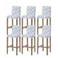 thumbnail image 1 of Navy Blue Spring Floral Bar Stool Covers Set of 6, Elegant Pastoral Flowers Stretch Washable Bar Chair Covers with Backs, Removable Pub Counter Height Chair Cover for Kitchen Dining Room Cafe, 1 of 7