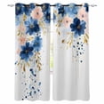 thumbnail image 1 of Navy Blue Spring Floral Blackout Curtains 90 Inch Length 2 Panels Set for Living Room Bedroom, Farmhouse Butterfly Privacy Window Treatment Thermal Insulated Black Out Drapes 52"x90", 1 of 8