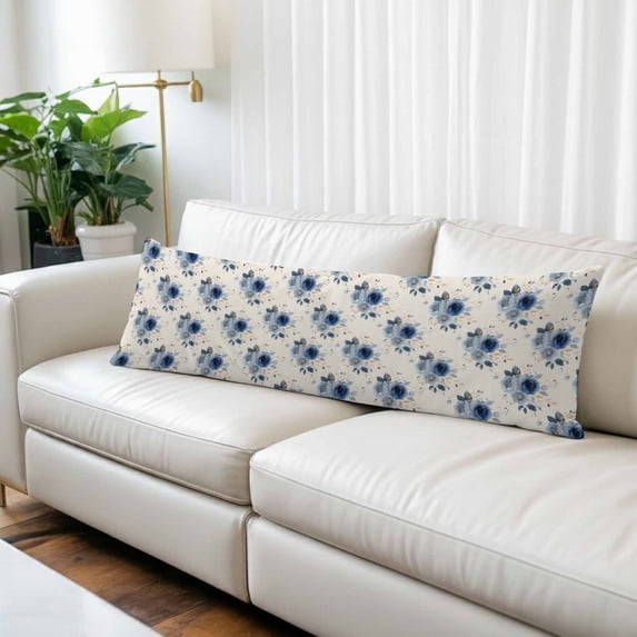 Navy Blue Spring Floral Body Pillow Covers 20"x54", Farmhouse Flowers Modern Art Soft Brushed Microfiber Breathable Throw Pillow Covers, Pillowcase with Zipper for Couch Sofa Bedroom Living Room