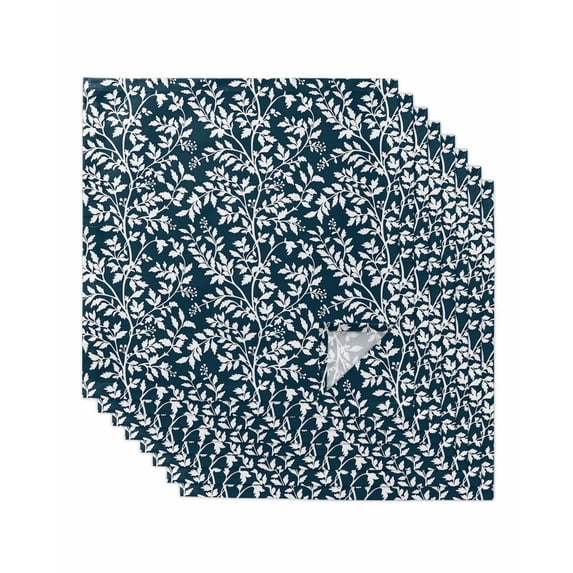 Navy Blue Spring Floral Cloth Napkins Set of 8 Reusable Dinner Napkins, Farmhouse Flowers Elegant Pastoral Cocktail Napkin Washable Table Napkins for Wedding/Holiday Party/Baby Shower 20"x20"