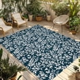 thumbnail image 1 of Navy Blue Spring Floral Outdoor Rug 6x9 Ft - Reversible Patio Rug Outdoor Camping Rugs, Farmhouse Flowers Elegant Pastoral Indoor Outdoor Area Rugs, Non-Slip Outdoor Carpet Runner for Deck/Porch, 1 of 8
