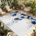 thumbnail image 1 of Navy Blue Spring Floral Outdoor Rug for Patio/Deck/Porch, Non-Slip Large Area Rug 5 x 7 Ft, Farmhouse Butterfly Indoor Outdoor Rugs Washable Area Rugs, Reversible Camping Rug Carpet Runner, 1 of 8