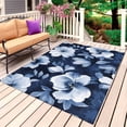 thumbnail image 1 of Navy Blue Spring Floral Outdoor Rug for Patio/Deck/Porch, Non-Slip Large Area Rug 5 x 8 Ft, Summer Botanical Abstract Flowers Indoor Outdoor Rugs Washable Area Rugs, Camping Rug Carpet Runner, 1 of 8