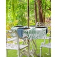 thumbnail image 1 of Navy Blue Spring Floral Outdoor Tablecloth - 54 Inch Round Dining Table Cover, Watercolor Summer Botanical Waterproof Outdoor Table Cloth with Umbrella Hole & Zipper for Picnic/Patio/Party, 1 of 5