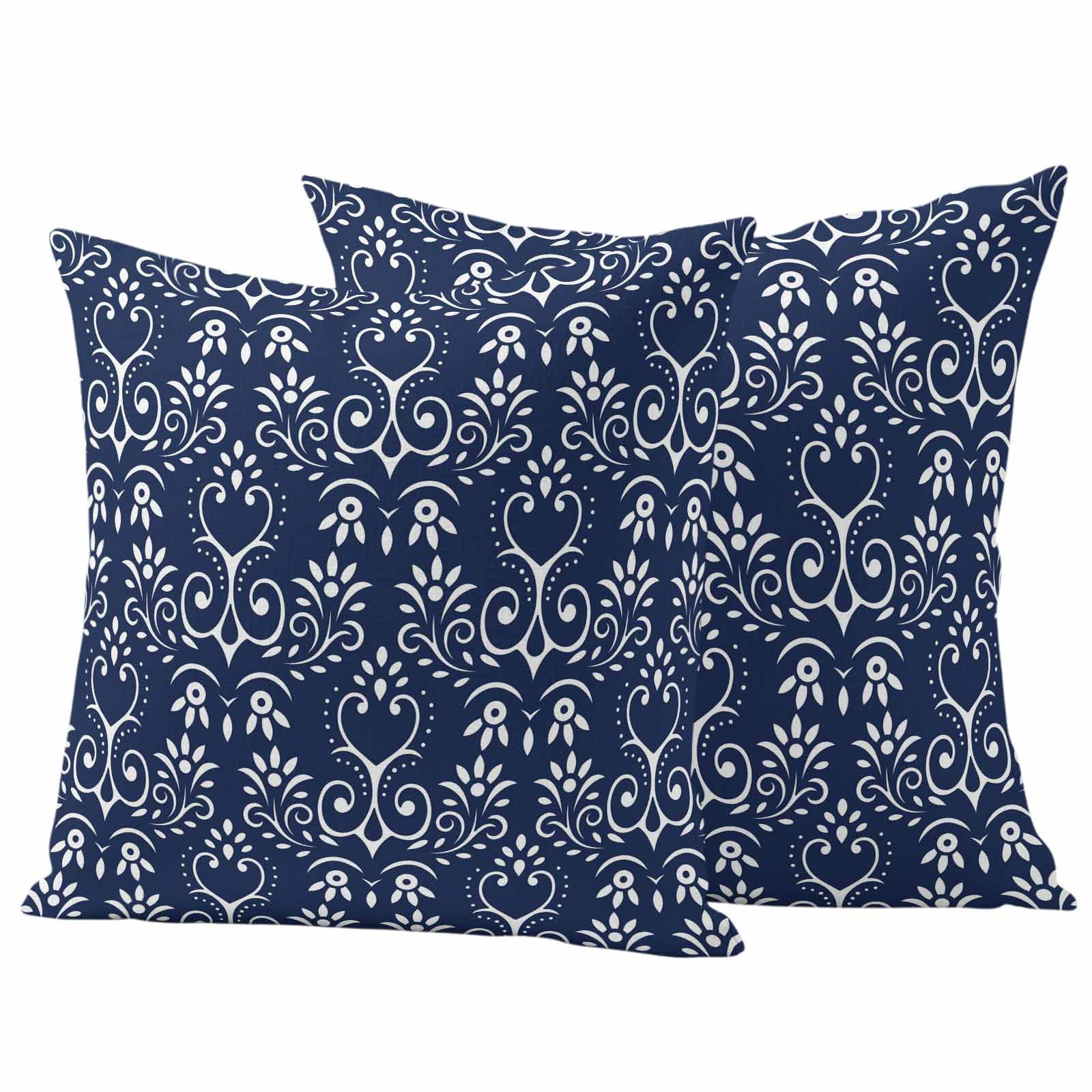 Navy Blue Spring Floral Outdoor Waterproof Pillow Covers, Modern Abstract Art Farmhouse Decorative Square Throw Pillowcase Sofa Cushion Sham for Patio/Couch/Chair, 26"x26" 2 Pack