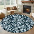 thumbnail image 1 of Navy Blue Spring Floral Round Area Rug 5Ft Washable Circle Rugs for Living Room Bedroom, Farmhouse Flowers Elegant Pastoral Non-Slip Carpet Floor Mats Indoor Outdoor Carpet Runner Home Decor, 1 of 8