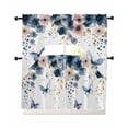 thumbnail image 1 of Navy Blue Spring Floral Swag Curtains for Living Room/Bedroom Windows, Farmhouse Butterfly Watercolor Kitchen Curtains and Valances Set 36 Inch Length, Light Filtering Swags Valance Curtain Panels, 1 of 5