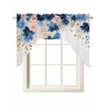thumbnail image 1 of Navy Blue Spring Floral Swag Valances for Windows, Small Curtains Drapes, Farmhouse Butterfly Kitchen Window Curtains Over Sink Rod Pocket Window Treatment Valance for Bedroom/Bathroom 56"x36", 1 of 5