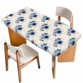 thumbnail image 1 of Navy Blue Spring Floral Table Cloths for 4 Foot Rectangle Tables, Farmhouse Flowers Modern Art Patio Waterproof Elastic Fitted Tablecloths, Washable Rectangular Table Cover for Camping, 1 of 8