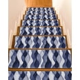 thumbnail image 1 of Navy Blue Stair Treads for Wooden Steps Indoor Runner Rug Carpet, Modern Moire Abstract Ripple Geometric 4 Pieces Peel and Stick Staircase Step Treads Covers Washable Throw Door Mats, 30"x8", 1 of 6