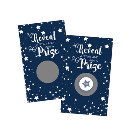Navy Blue Star Scratch Off Game Cards - 28 Pack for Parties & Events by Paper Clever Party