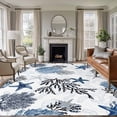 thumbnail image 1 of Navy Blue Starfish Coastal Area Rugs 8'x10', Small Throw Rugs for Living Room Patio, Summer Beach Black Coral Nautical Indoor Outdoor Rug Non-Slip Low Pile Carpet Runner Reversible Floor Mats, 1 of 8