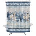 thumbnail image 1 of Navy Blue Starfish Coastal Bathroom Shower Curtain, Beach Botanical Coral Nautical Waterproof Washable Soft Bath Curtain for Bathtub Decor with 12 Hooks&Grommet, 66x72 Inch, 1 of 9