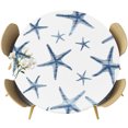 thumbnail image 1 of Navy Blue Starfish Coastal Round Tablecloth 55-60 Inch Round Fitted Table Cloth with Elastic Edge, Summer Beach Nautical Ocean Waterproof Table Cover Protector for Outdoor Picnic Party Dining, 1 of 9