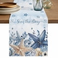 thumbnail image 1 of Navy Blue Starfish Coastal Table Runner 70 Inches, Nautical Summer Beach Coral Shell Bed Runner Dresser Scarves Tabletop for Indoor Outdoor Parties/Ceremony/Banquet, 13" x 70", 1 of 9