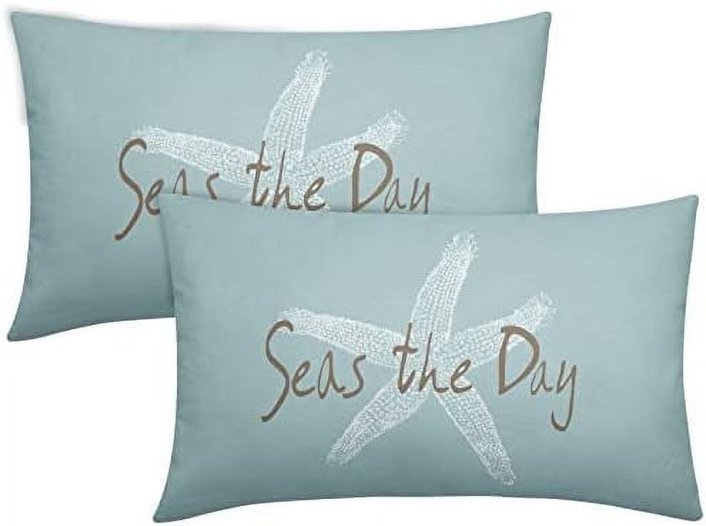 Navy Blue Starfish Pillow Covers 18X18 Inch Coastal Beachy Theme Throw Pillows Home Decor for