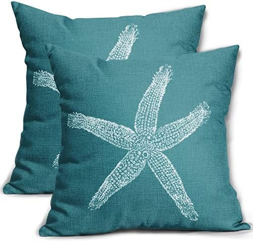 Navy Blue Starfish Pillow Covers 18X18 Inch Coastal Beachy Theme Throw Pillows Home Decor for