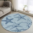 thumbnail image 1 of Navy Blue Starfish Round Area Rug 4ft, Coastal Ocean Summer Sea Nautical Washable Non-Slip Circle Rugs for Bedroom Living Room Kitchen, Soft Non Shedding Circle Carpet for Dining Room Dorm, 1 of 9