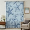 thumbnail image 1 of Navy Blue Starfish Sheer Curtains 54 Inches Long, Coastal Ocean Summer Sea Nautical Light Filering Curtains, Breathable Simi Curtain Privacy Drapes for Kitchen Bathroom Small Window Treatment, 1 of 9