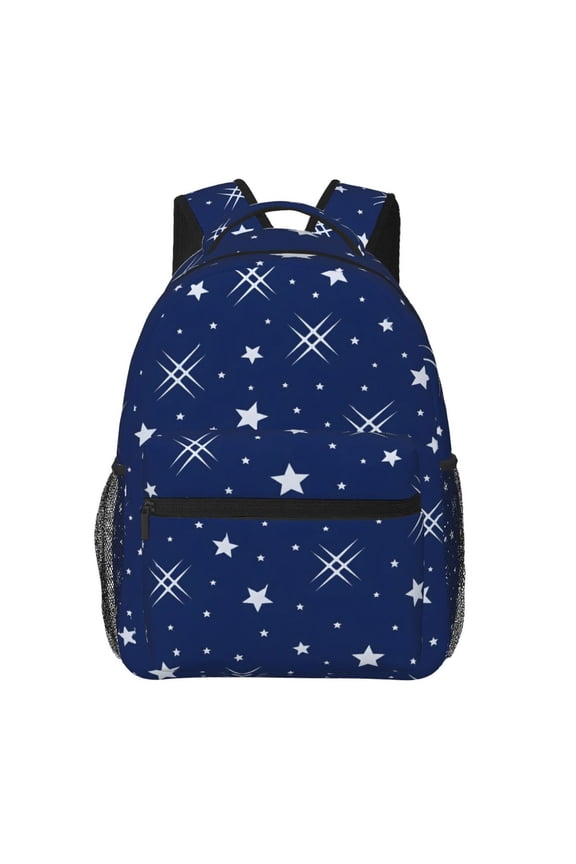 Navy Blue Stars Sparkle Lightweight Casual Backpack Travel Daypack for Women Men Work Hiking Gift