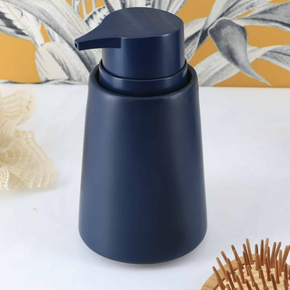 Navy Blue Stoneware Soap Dispenser - 14 fl oz - Perfect for a Classic Coastal Vibe - Add a Fresh Wind to Your Bathroom