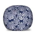 thumbnail image 1 of Navy Blue Storage Toy Bag Chair, Abstract Floral Damask with Antique Victorian Design Renaissance Flourish, Stuffed Animal Organizer Washable Bag, Small Size, Dark Blue White, by Ambesonne, 1 of 3