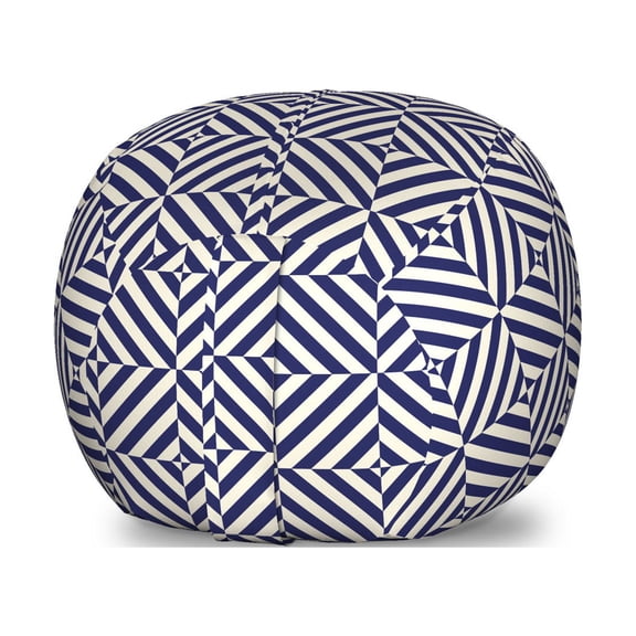 Navy Blue Storage Toy Bag Chair, Symmetrical and Asymmetrical Geometric Pattern Design Image, Stuffed Animal Organizer Washable Bag, Large Size, Pale Blue Dark Blue, by Ambesonne