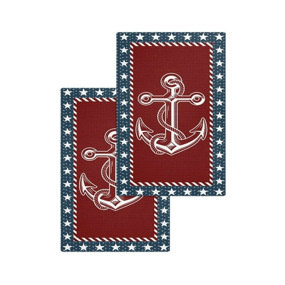 Navy Blue Stripe Anchor Simple Tea Towels Absorption Walf Checks Kitchen Soft Cleaning Towel Cloth Napkins Dish Rags