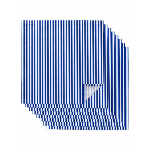 Navy Blue Stripe Cloth Napkins Set of 8 Reusable Dinner Napkins, Modern White Vertical Striped Geometric Cocktail Napkin Washable Table Napkins for Wedding/Holiday Party/Baby Shower 20"x20"