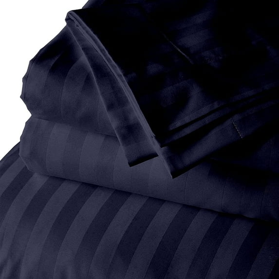 Navy Blue Stripe Full (54"x 72") Size Sleeper Sofa Bed Sheet Set - Luxury 100% Egyptian Cotton - 800 Thread Count - Fits Mattresses Up to 8" Inches Deep Pocket