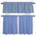 thumbnail image 1 of Navy Blue Stripe Kitchen Curtains Sets for Windows 24 Inch Length, Modern White Vertical Striped Geometric Rod Pocket Window Treatments Tier Curtains and Valances Set for Bedroom/Bathroom, 1 of 8