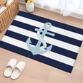 thumbnail image 1 of Navy Blue Stripe Nautical Area Rugs 2x3 for Living Room, Aqua Anchor Summer Coastal Non Slip Washable Rug Runner, Low Pile Indoor Floor Carpet Mat Bathroom Rugs for Bedroom, Kids Room, 1 of 9