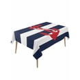 thumbnail image 1 of Navy Blue Stripe Nautical Table Cloth, Red Anchor Summer Coastal Waterproof Tablecloth for Rectangle Tables, Reusable Washable Fabric Table Cover for Restaurant Kitchen Dining Tables 60"x120", 1 of 6