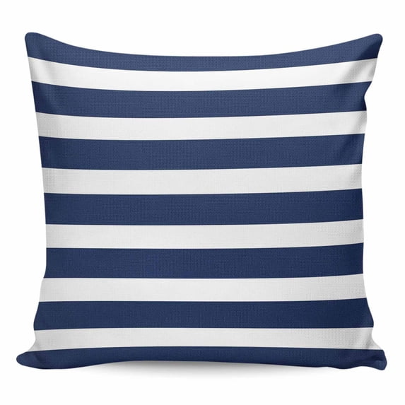 Navy Blue Stripe Pillow Covers 18x18 Inch Decorative Throw Pillow Cover, Modern Simple Geometric White Striped Sofa Pillowcases Accent Cushion Case Home Decor Bedroom Living Room