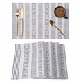 thumbnail image 1 of Navy Blue Stripe Placemats Set of 6, Modern Abstract Vertical Stripes Beige Placemats for Dining Table, Place Mats for Kitchen Tabletop, Waterproof Wipeable Dining Table Mats Set, 1 of 9