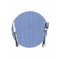 thumbnail image 1 of Navy Blue Stripe Round Placemats for Dinning Tables,Heat-proof Braided Table Mats 13 Inch,Modern White Vertical Striped Geometric Washable Place Mat for Kitchen Restaurant Party Decor Table Setting, 1 of 9