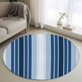 thumbnail image 1 of Navy Blue Stripe Round Rugs 3.3ft, Modern Blue Ombre Vertical Striped Non Slip Washable Rug Runner, Low Pile Indoor Floor Carpet Mat Bathroom Rugs for Living Room, Bedroom, Kids Room, 1 of 9