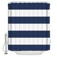 thumbnail image 1 of Navy Blue Stripe Shower Curtain, 72" x 72", Simple Style Striped Blue and White Waterproof Bathroom Curtain Washable Shower Curtain Set with 12 Hooks, 1 of 6