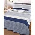 thumbnail image 1 of Navy Blue Stripe Twin Size Down Alternative Comforter, Lightweight Comforter Quilt Bedding Set with Pillow Shams Modern Rustic Horizontal Blue Striped All Seasons Bed Comforter Duvet Insert 68"x86", 1 of 7
