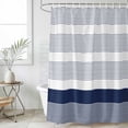 thumbnail image 1 of Navy Blue Stripe Waterproof Fabric Shower Curtain,Modern Rustic Horizontal Blue Striped Waterproof Fabric Shower Curtain for Bathroom Curtains Bathtubs Shower Curtains with 12 Hooks Standard 60x72, 1 of 8