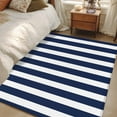 thumbnail image 1 of Navy Blue Striped 2.7x5 Area Rugs, Farmhouse Modern Blue Stripes Non-Skid Rubber Backing Large Rectangle Rugs - Living Room Bedroom Home Office, Indoor Floor Mat Carpets Washable Rug, 1 of 9