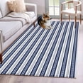 thumbnail image 1 of Navy Blue Striped Area Rug 4x6 FT, Non Slip Kids Room Carpet, Farmhouse Striped Geometric Art Washable Soft Floor Carpet Non-Shedding Throw Rug for Dorm Kitchen Study Room Home Office Bedside, 1 of 9