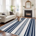 thumbnail image 1 of Navy Blue Striped Area Rug 5x8 FT, Non Slip Bedroom Throw Carpet, Farmhouse Geometric Stripe Washable Soft Floor Carpet Non-Shedding Rug for Living Room Nursery Dorm Office, 1 of 9