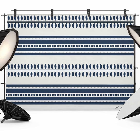 Navy Blue Striped Backdrop for Photoshoot, Photography Photo Studio Background Wall Backdrop, Farmhouse Geometric Stripe Back Drop Banner Panel for Portraits Wedding Party Live Streaming Decor 7x5Ft