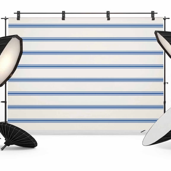 Navy Blue Striped Backdrop for Photoshoot,Photography Photo Studio Background Wall Backdrop,Rustic Blue Stripe Modern Art Beige Back Drop Banner Panel for Portraits Wedding Party Live Streaming 7x5Ft