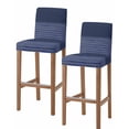 thumbnail image 1 of Navy Blue Striped Bar Stool Covers Set of 2, Vintage Stripes Ombre Stretch Washable Bar Chair Covers with Backs, Removable Pub Counter Height Chair Cover for Kitchen Dining Room Cafe, 1 of 7