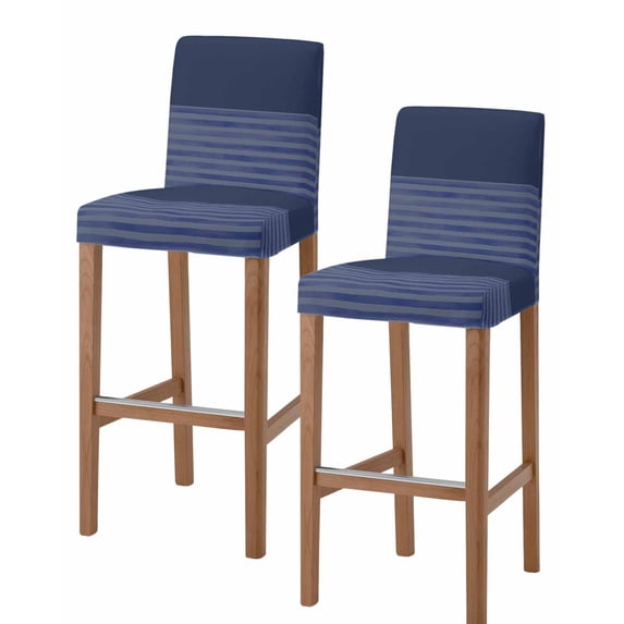Navy Blue Striped Bar Stool Covers Set of 2, Vintage Stripes Ombre Stretch Washable Bar Chair Covers with Backs, Removable Pub Counter Height Chair Cover for Kitchen Dining Room Cafe